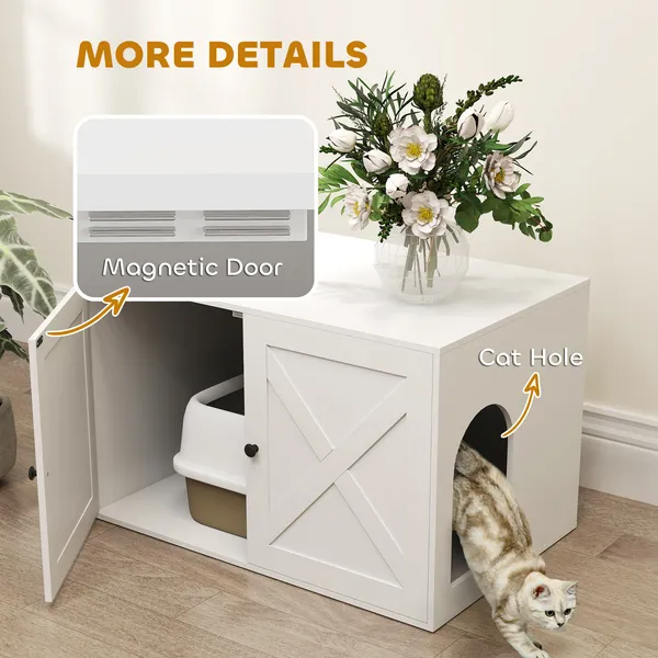Cat Litter Box Enclosure With Barn Door Hole