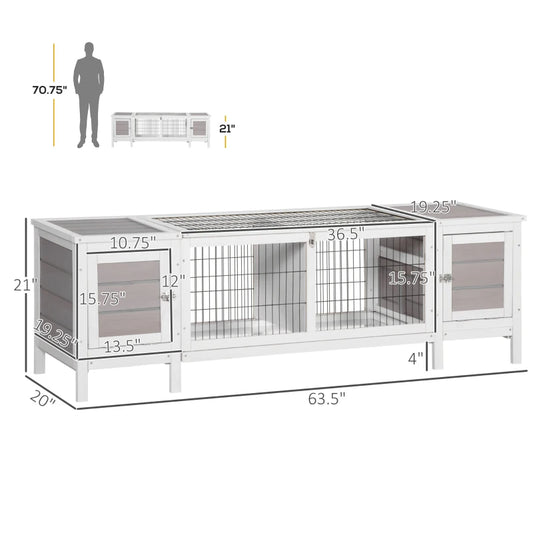 Rabbit Hutch Bunny Cage Guinea Pig House With Pull-out Tray And