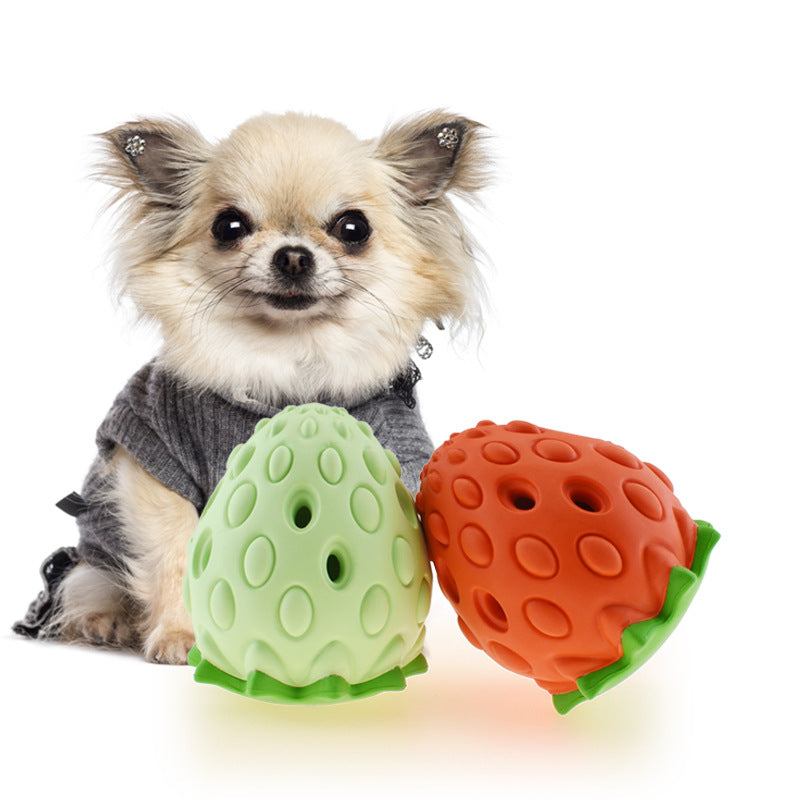 Pet Toy Chew Resistant Strawberry Leak Food Ball Pet Supplies Dog
