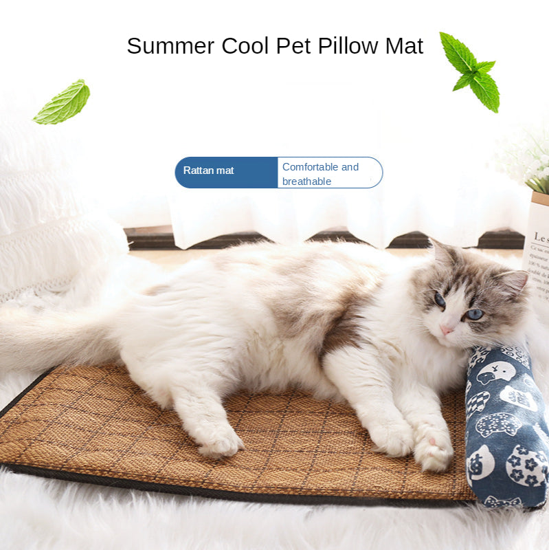 Summer Rattan Pet Mat Pillow Cushion Cooling Catmat Ice Pad