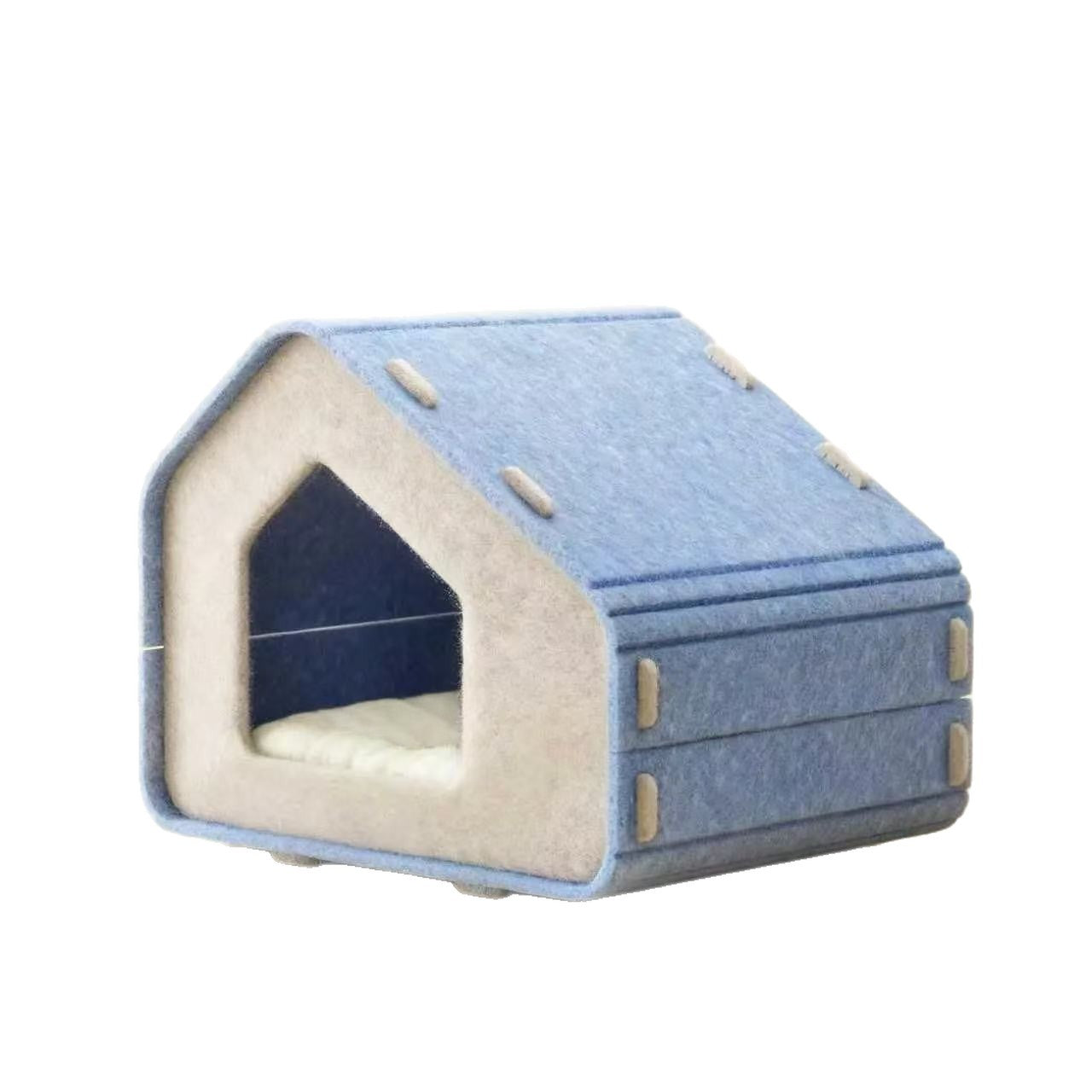 One-piece Thickened Felt Windproof Cat Bed With Scratching Post