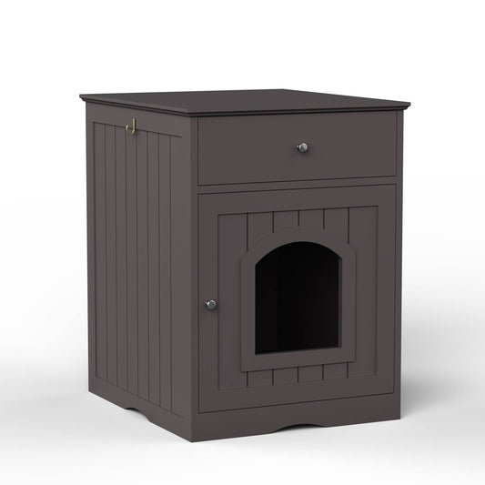 Wooden Pet House Cat Litter Box Enclosure With Drawer Side Table