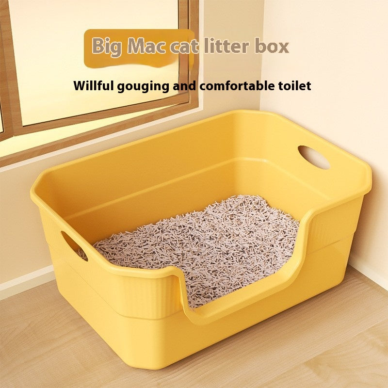 Oversized Splash-proof Cat Litter Box Open Semi-closed Toilet