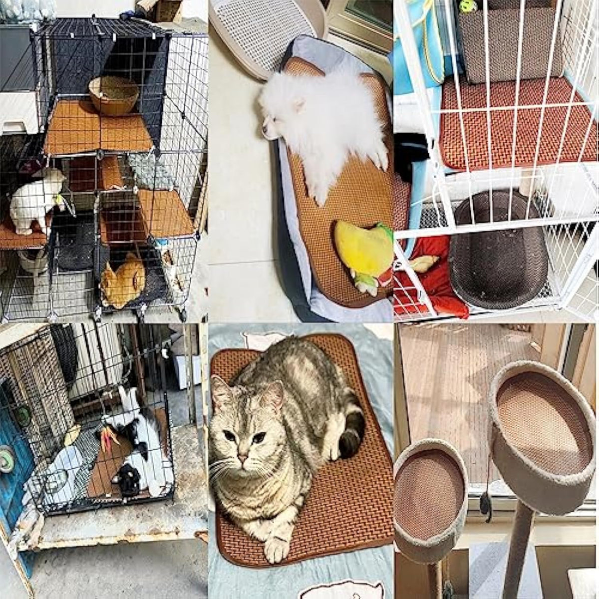 Premium Cat And Dog Cooling Mat Self Pad For Summer Bamboo Rattan