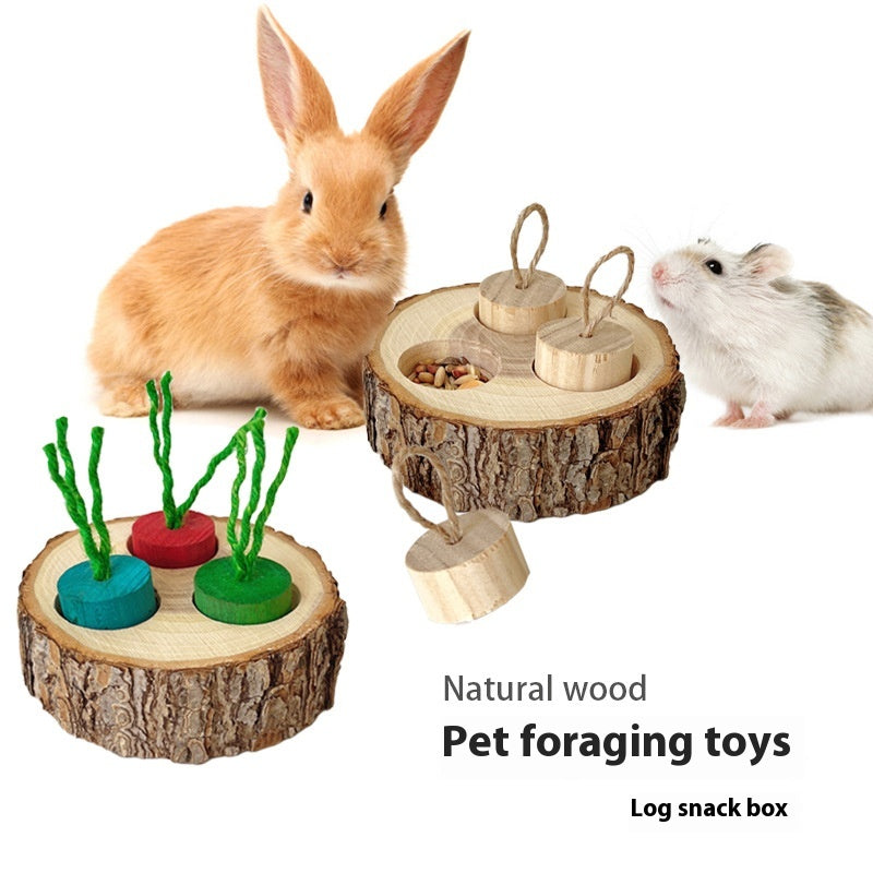 Wooden Pet Foraging Snack Box Rabbit Guinea Pig Molar Educational