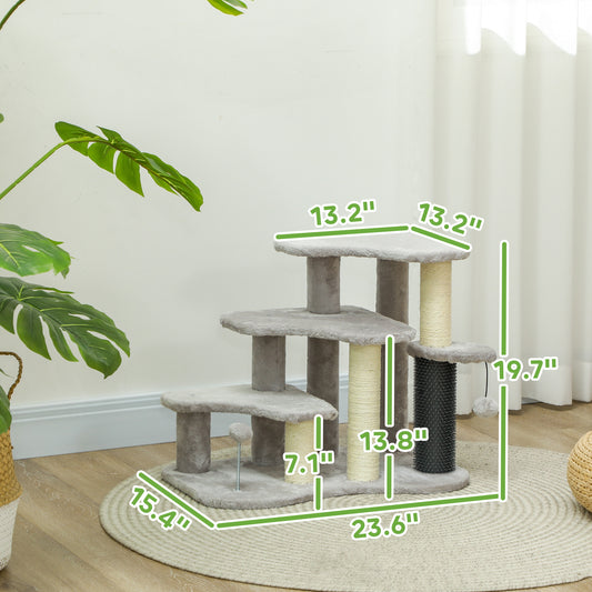 2-in-1 Cat Tree Tower 3-step Pet Stairs With Scratching Posts