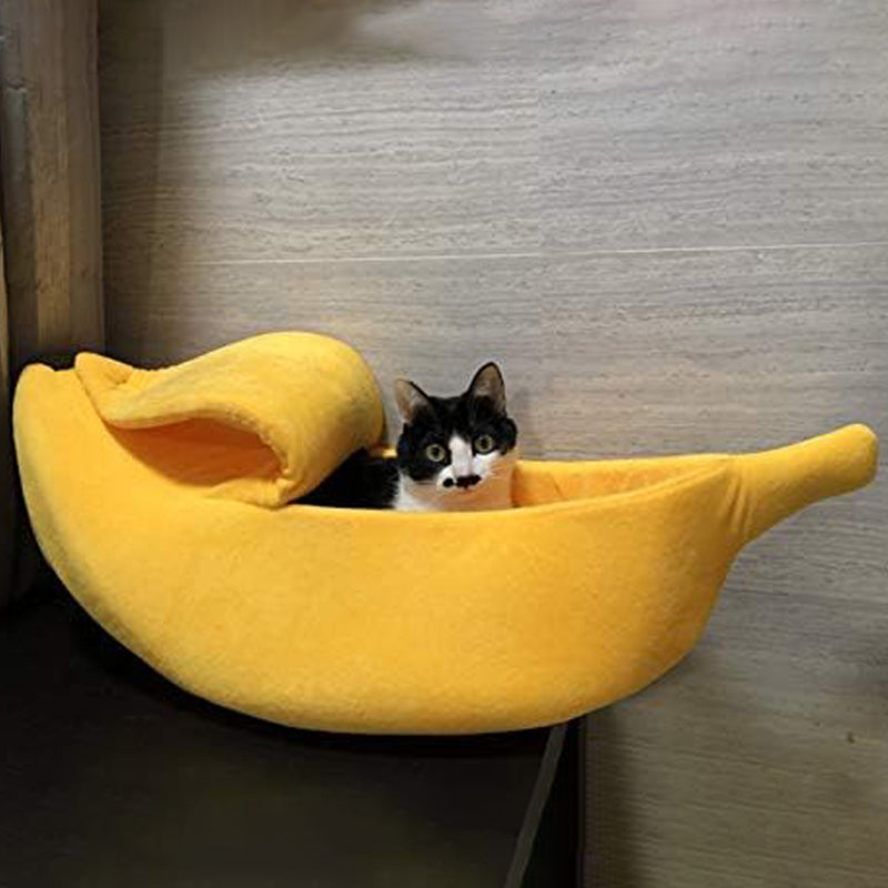 Soft Warm Banana Cat Bed House Large Christmas Cuddle Cute Pet