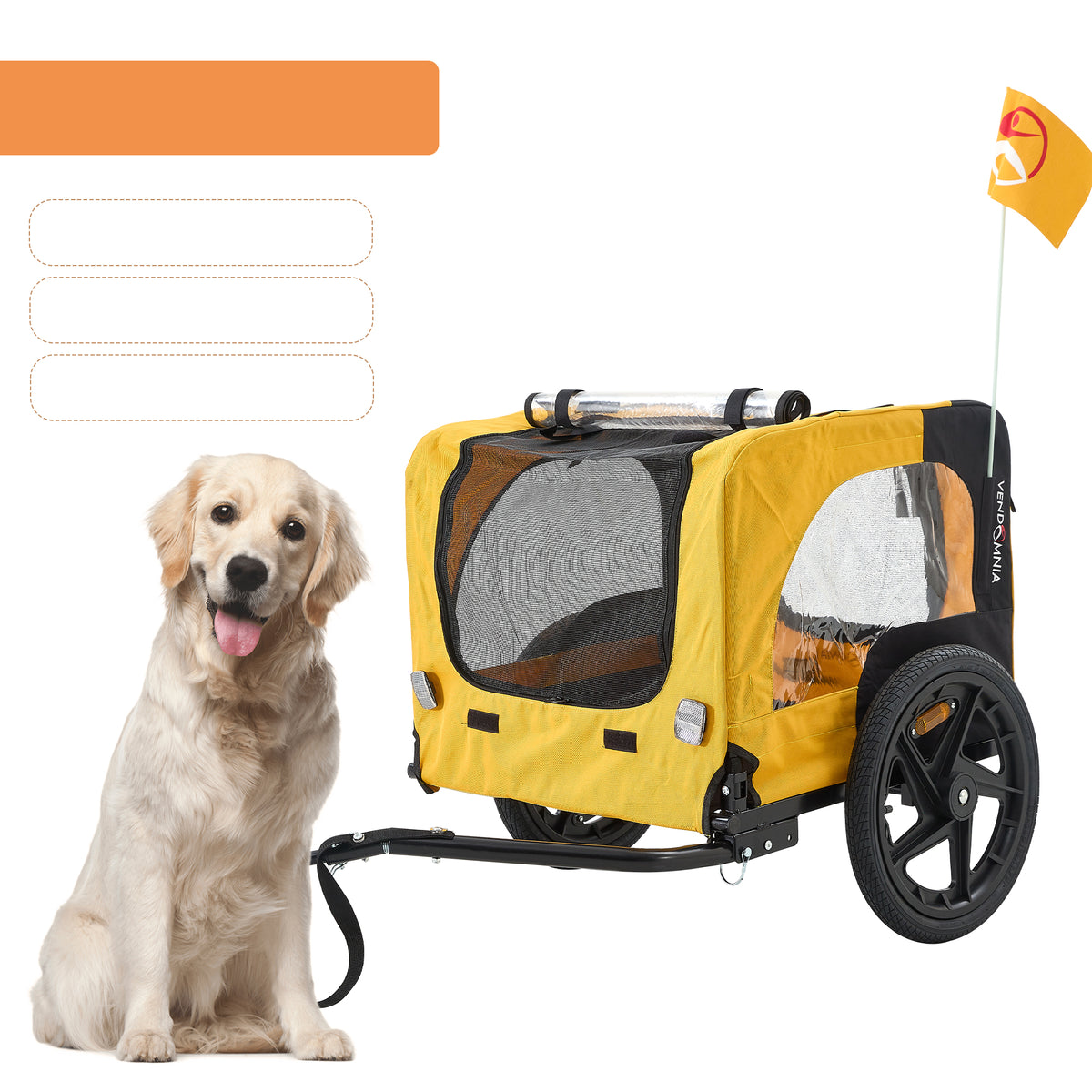 Yellow Outdoor Heavy Duty Foldable Practical Pet Stroller Dog