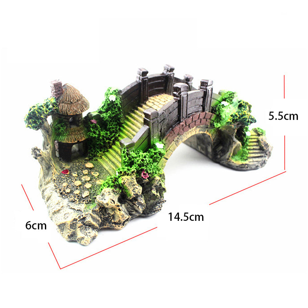 Resin Bridge Arch Black Red Fish Tank Landscaping Decoration
