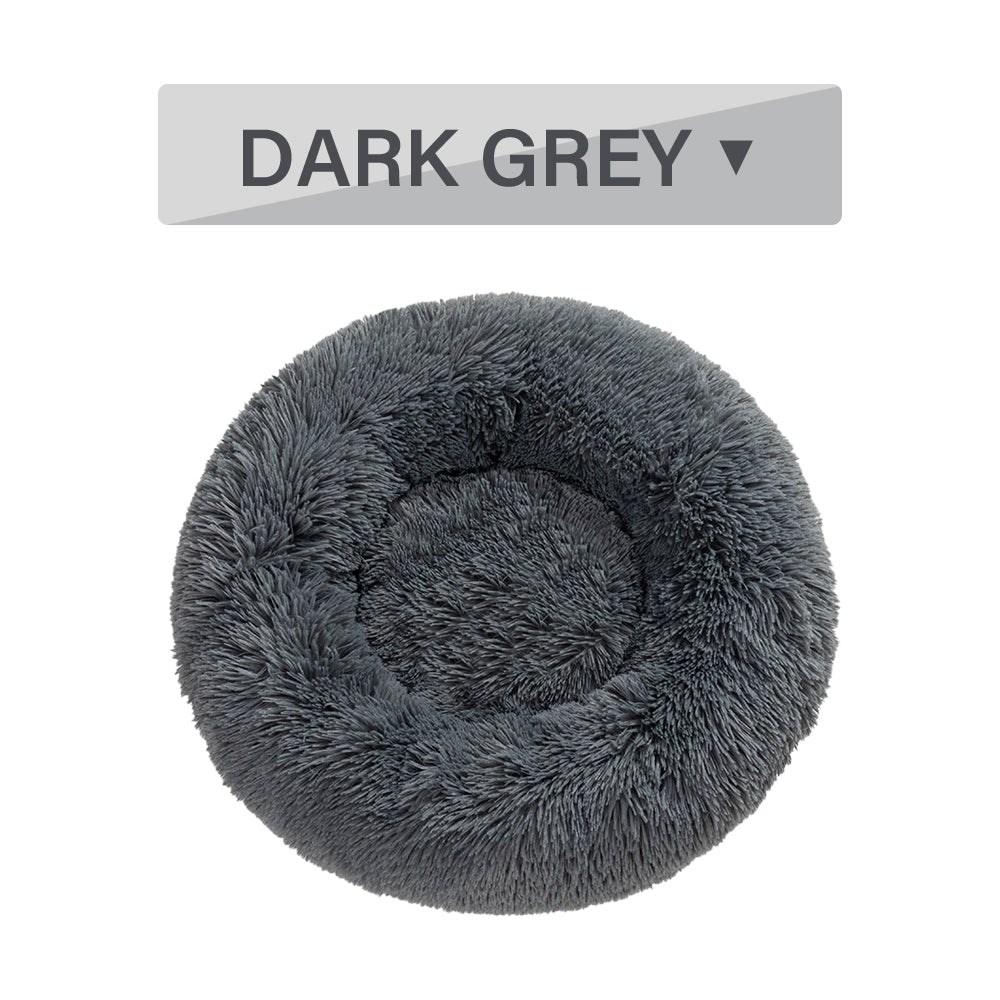 Fluffy Donut Dog Bed Warm Soft Long Plush Pet Cushion House Cat