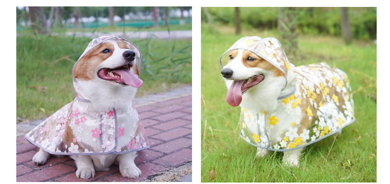Pet It Tpu Floral Dog Cloak Raincoat Corgi Medium-sized Universal