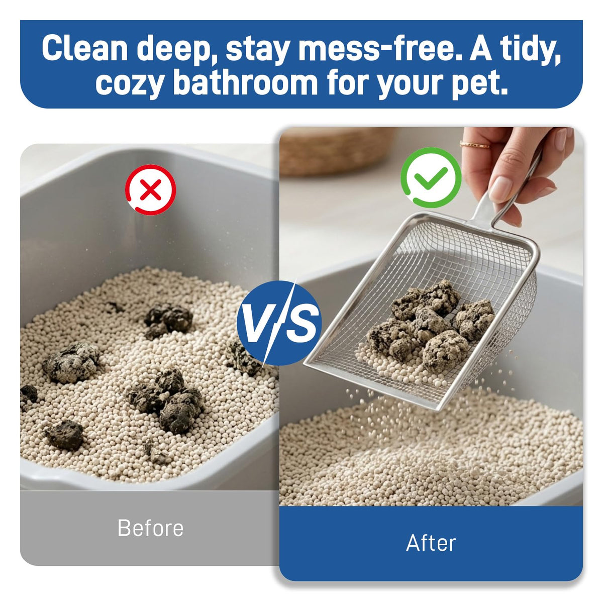 Cat Litter Scoop Stainless Steel Mesh Shovel Deep Reliable Cleaner