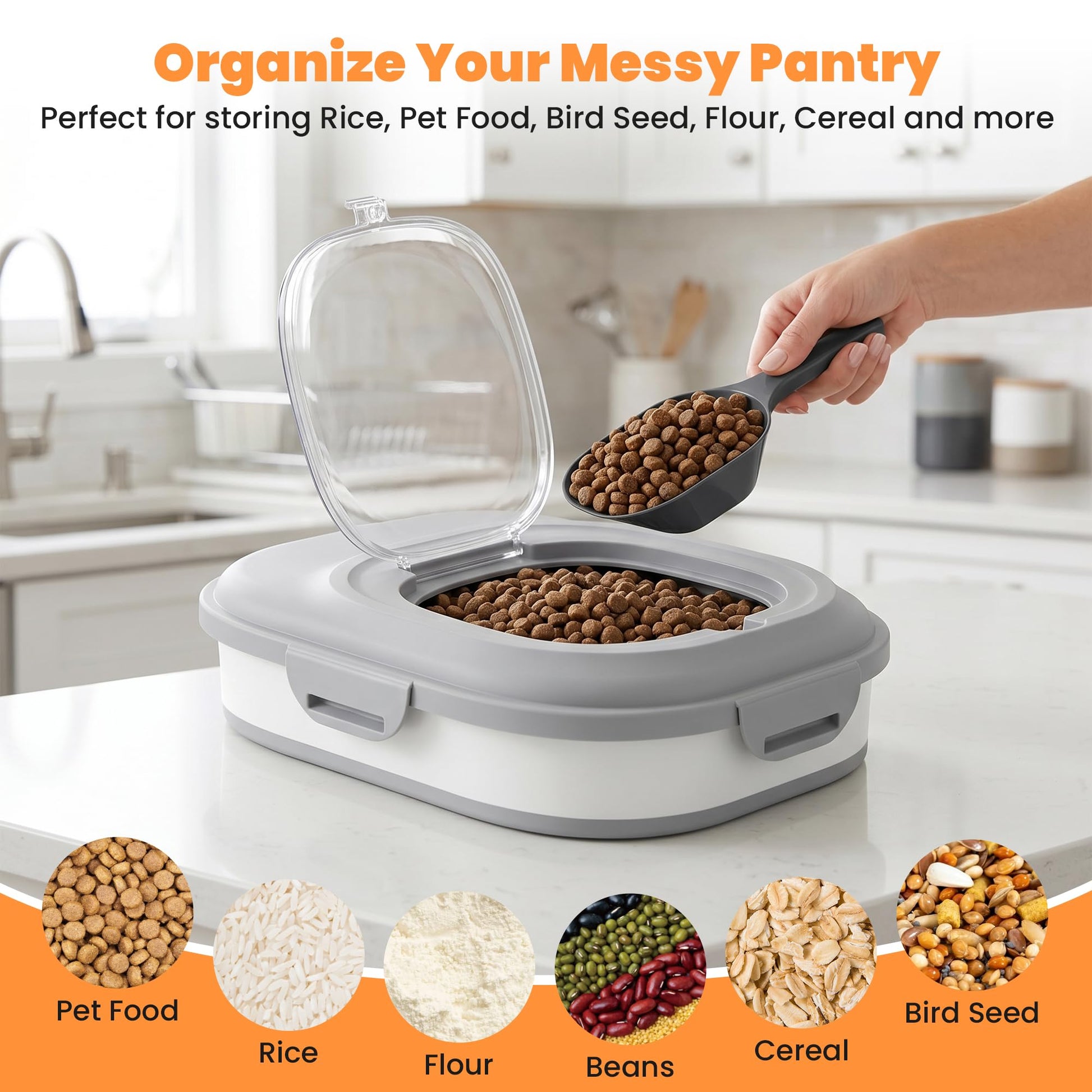 Dog Food Storage Container With Wheels Collapsible Pet With Clear