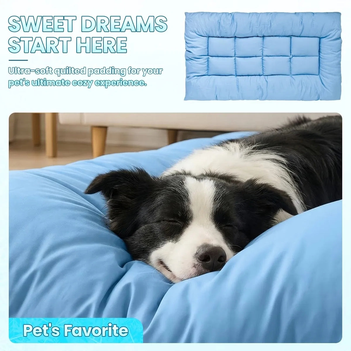Extra-large Cooling Dog Sofa Bed Ultra-soft Plush Pet Mat With 8