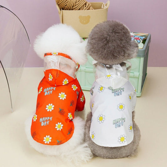 Dog Raincoat Pet Clothing Two Feet With Pull Ring Traction