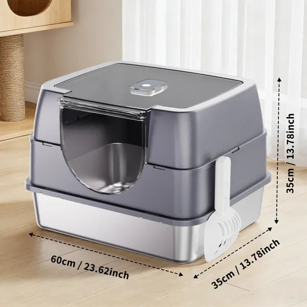 Fully Enclosed Stainless Steel Cat Litter Box White 2025 Top Pick
