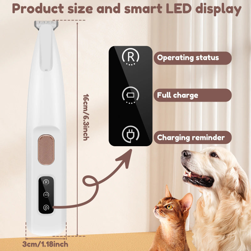 Pets Dog Paw Trimmer With LED Light Fully Waterproof Pet Hair With