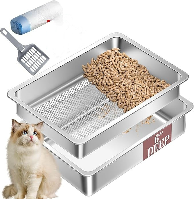 Stainless Steel Filter Cat Litter Box Detachable And Open-style