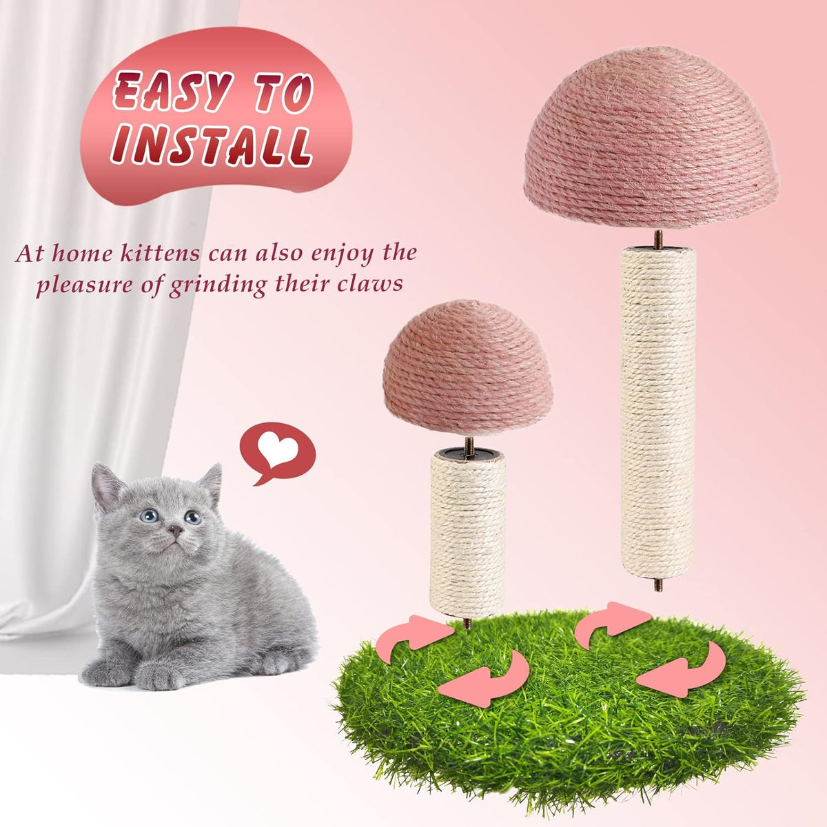 Cat Scratching Post Mushroom Scratcher Featuring With Natural Sisal
