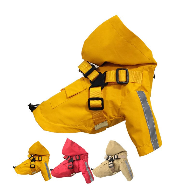 Pu Pet Reflective Raincoat Integrated With Chest And Back
