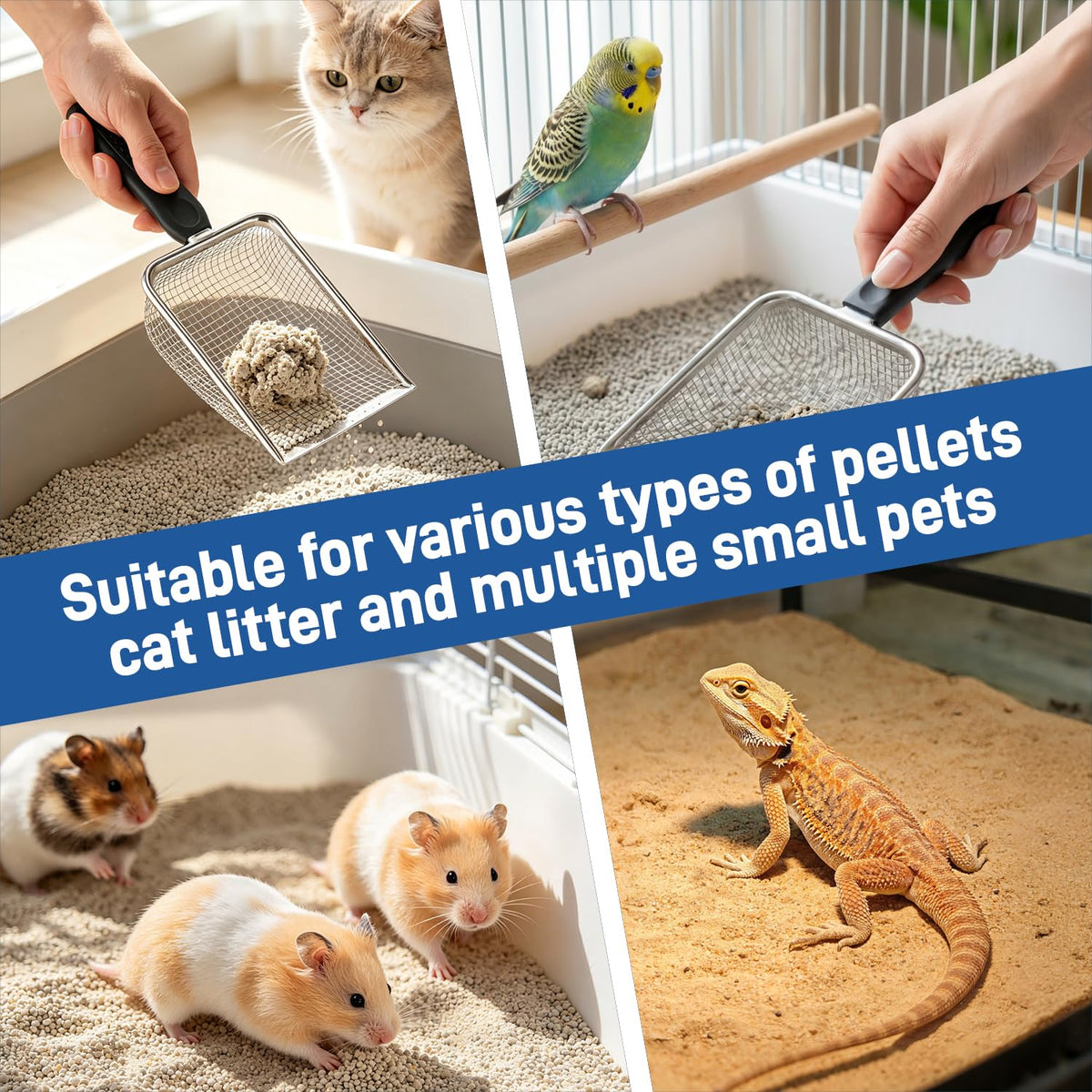 Cat Litter Scoop Stainless Steel Mesh Shovel Deep Reliable Cleaner