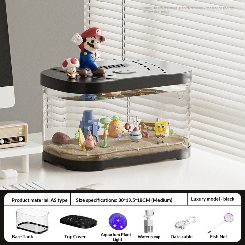 Transparent Plastic Fish Tank Aquarium Terrarium Decoration Office