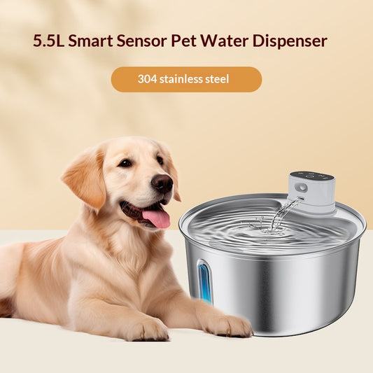 304 Stainless Steel Wireless Plug-free Pet Water Fountain