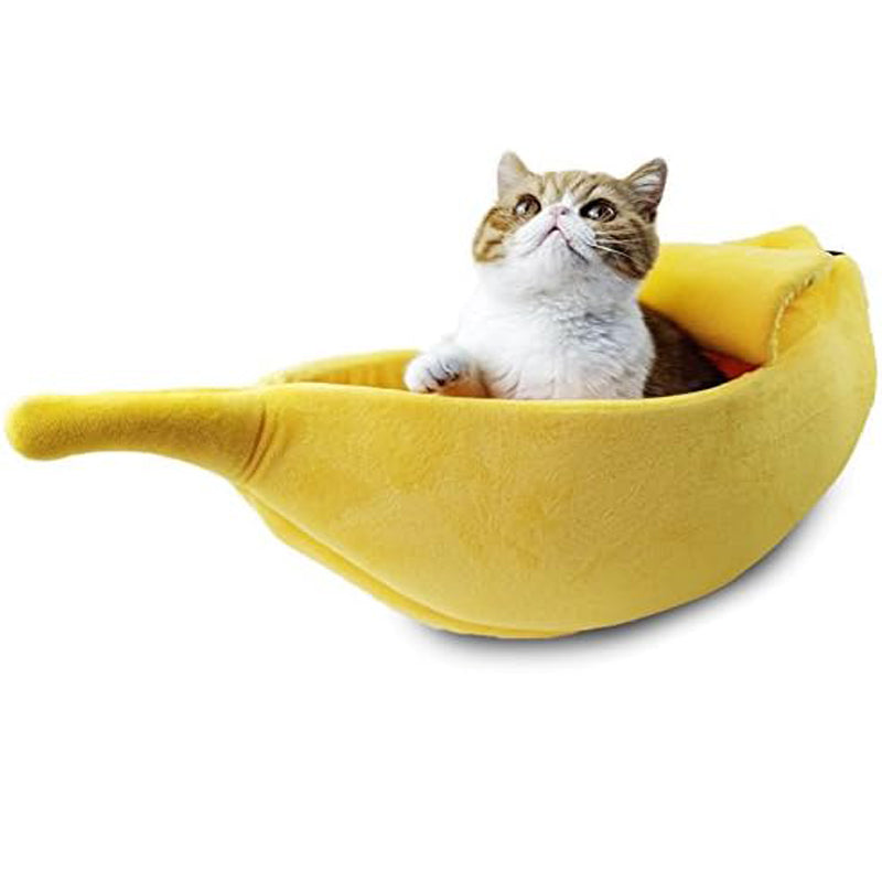 Soft Warm Banana Cat Bed House Large Christmas Cuddle Cute Pet