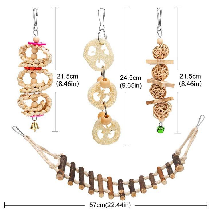 Parrot Bite Toy Small And Medium Bird Log Swing Ring Bell String