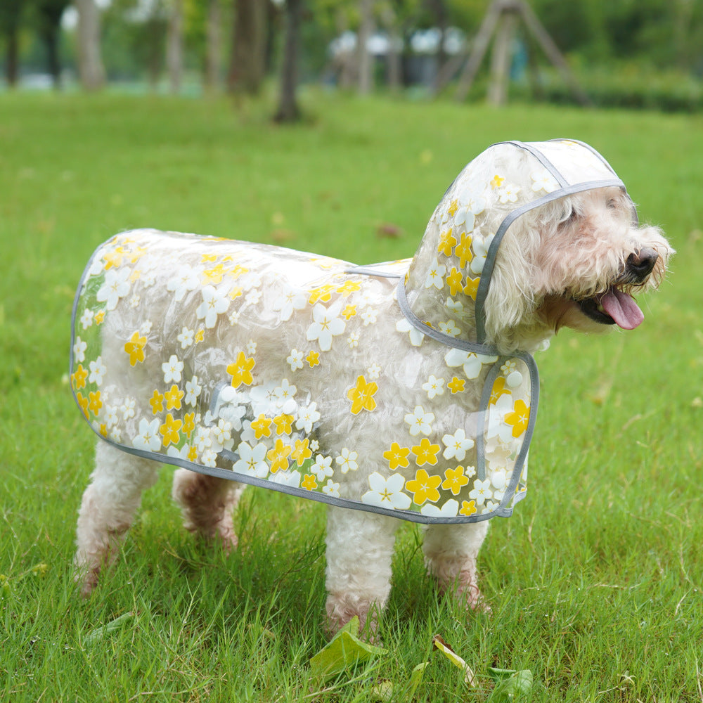 Pet It Tpu Floral Dog Cloak Raincoat Corgi Medium-sized Universal