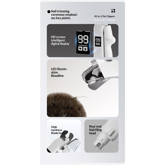 2-in-1 Electric Pet Nail Clipper Grinder For Dogs Cats