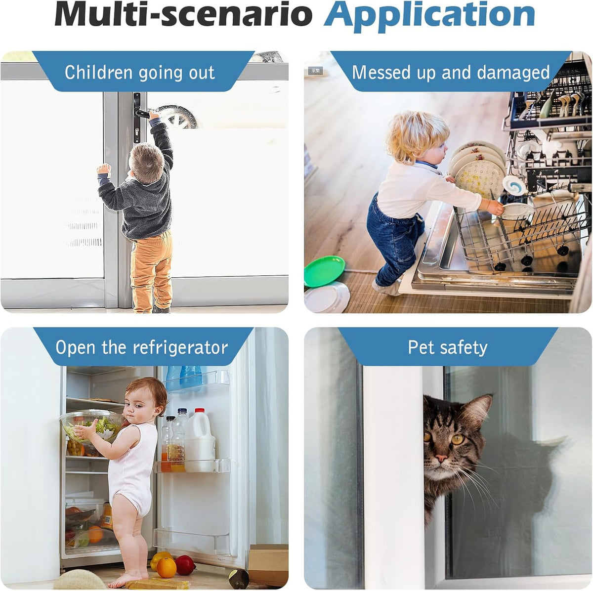 Cat Door Latch And Stopper Adjustable Strap Soft Foam Pinch Guard