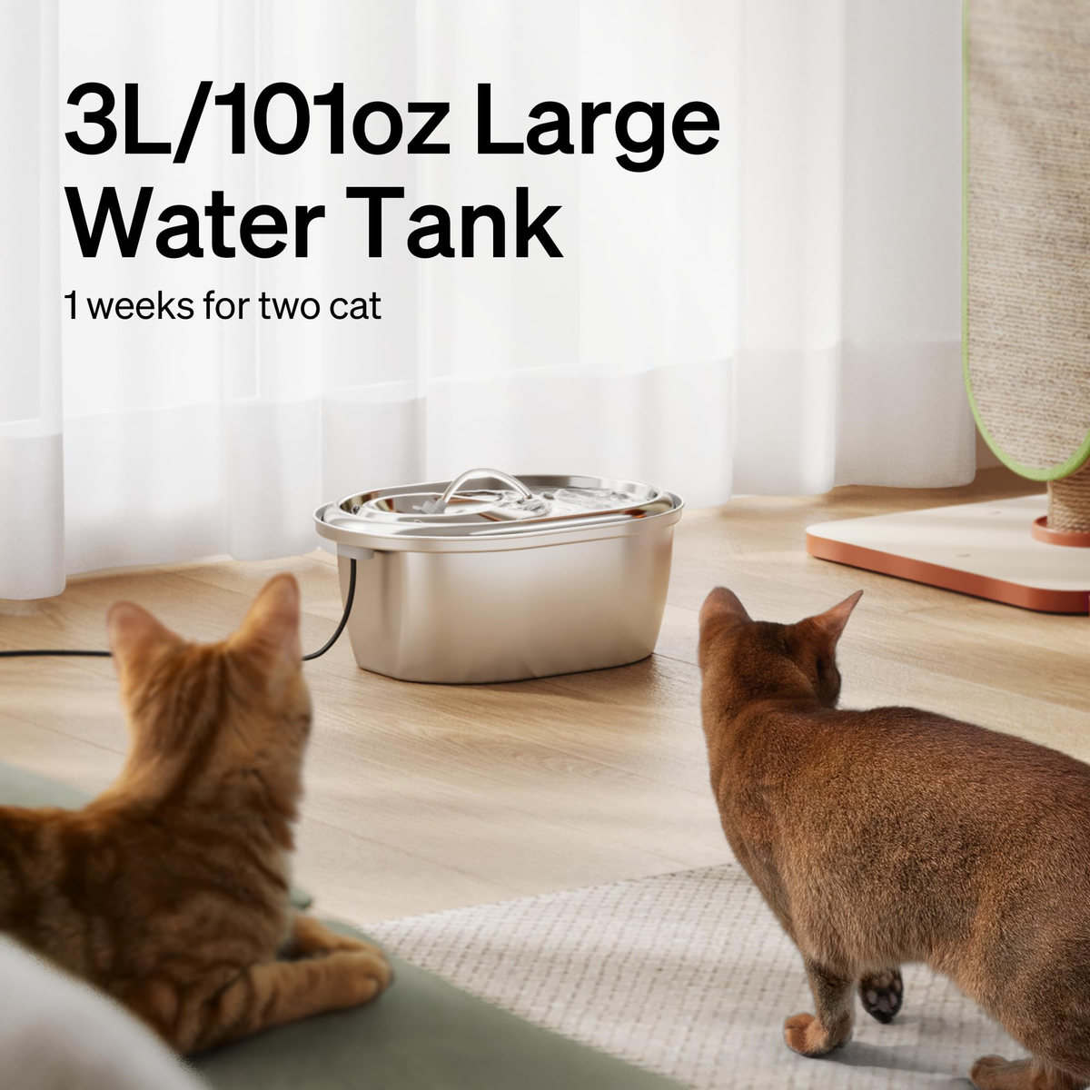 Stainless Steel Cat Water Fountain 101oz 3l Automatic Dispenser For