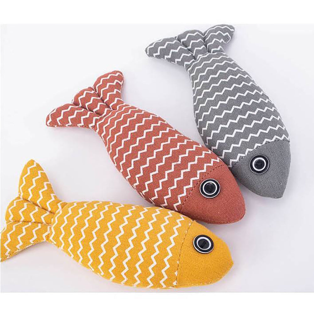 Burlap Fish Catnip Cat Toy Throw Pillow Teething Fancy Tough Bite