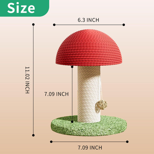 Mushroom Cat Scratching Post 11inch For Kitten Small Cats Mini Tree