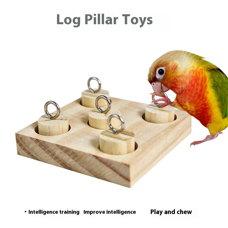Bird Parrot Educational Toy Wooden Insert Column Puzzle Color