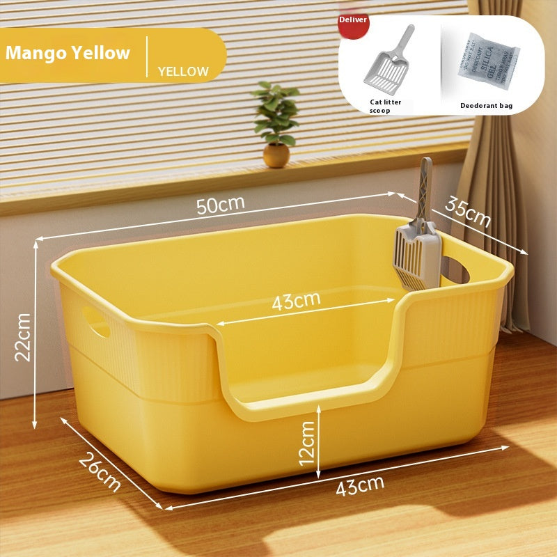Oversized Splash-proof Cat Litter Box Open Semi-closed Toilet