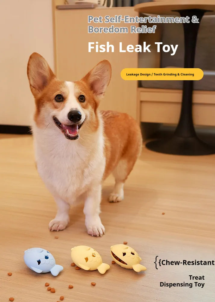 Fish-shaped Dog Treat Dispenser Toy-food-grade Silicone Slow Feeder