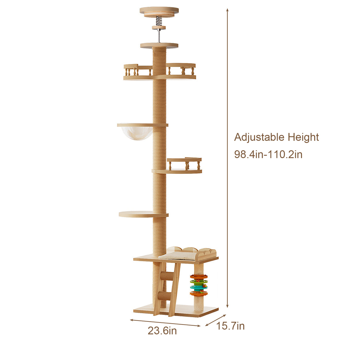 Adjustable Height Floor-to-ceiling Cat Tree Made Of Mdf Board Tall