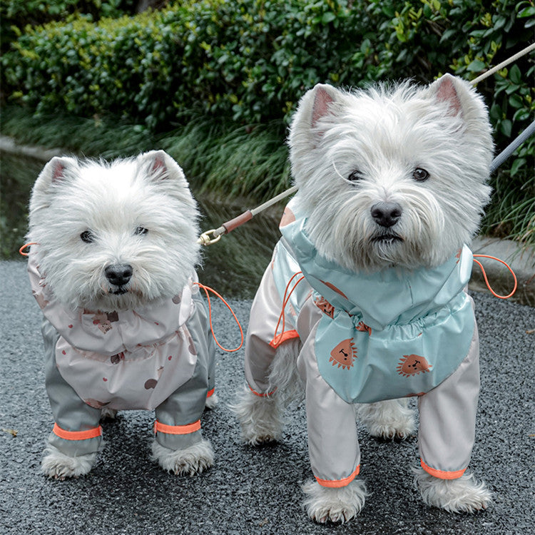 Pet Four-legged Raincoat Full Package With Reflective Waterproof