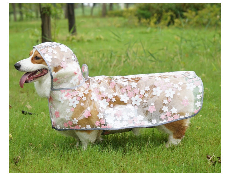 Pet It Tpu Floral Dog Cloak Raincoat Corgi Medium-sized Universal