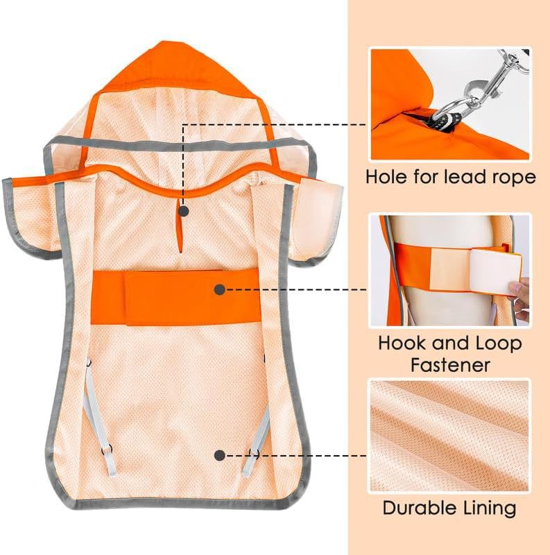 Dog Raincoat Waterproof Soft Breathable Rain Jacket For Small