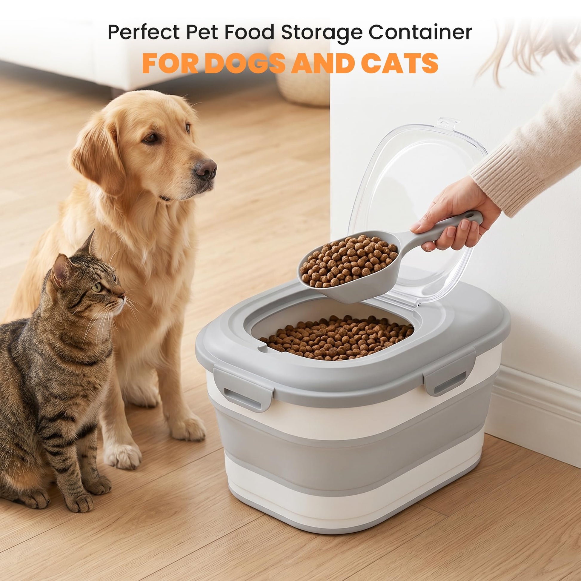 Dog Food Storage Container With Wheels Collapsible Pet With Clear