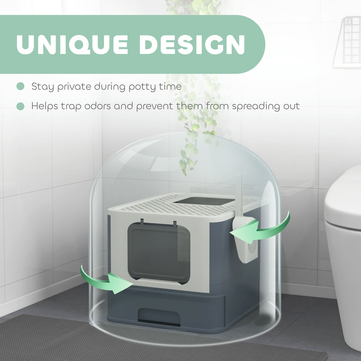 Cat Litter Box With Lid Scoop Front Entry And Top Exit For Large