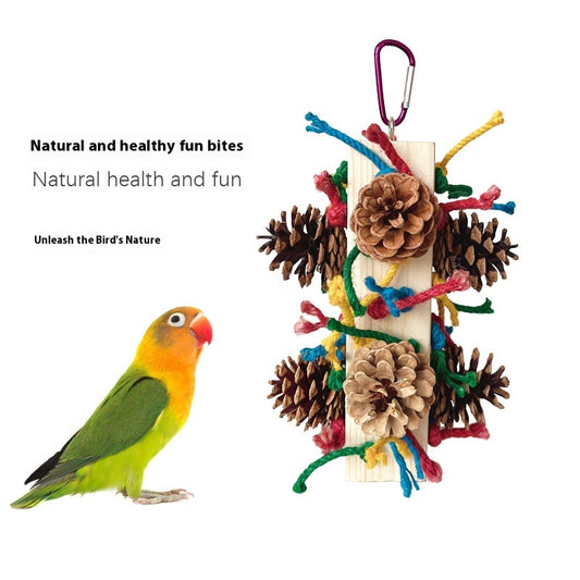 Solid Wood Parrot Toy Bird Stand Tearing Damage Relieving Stuffy