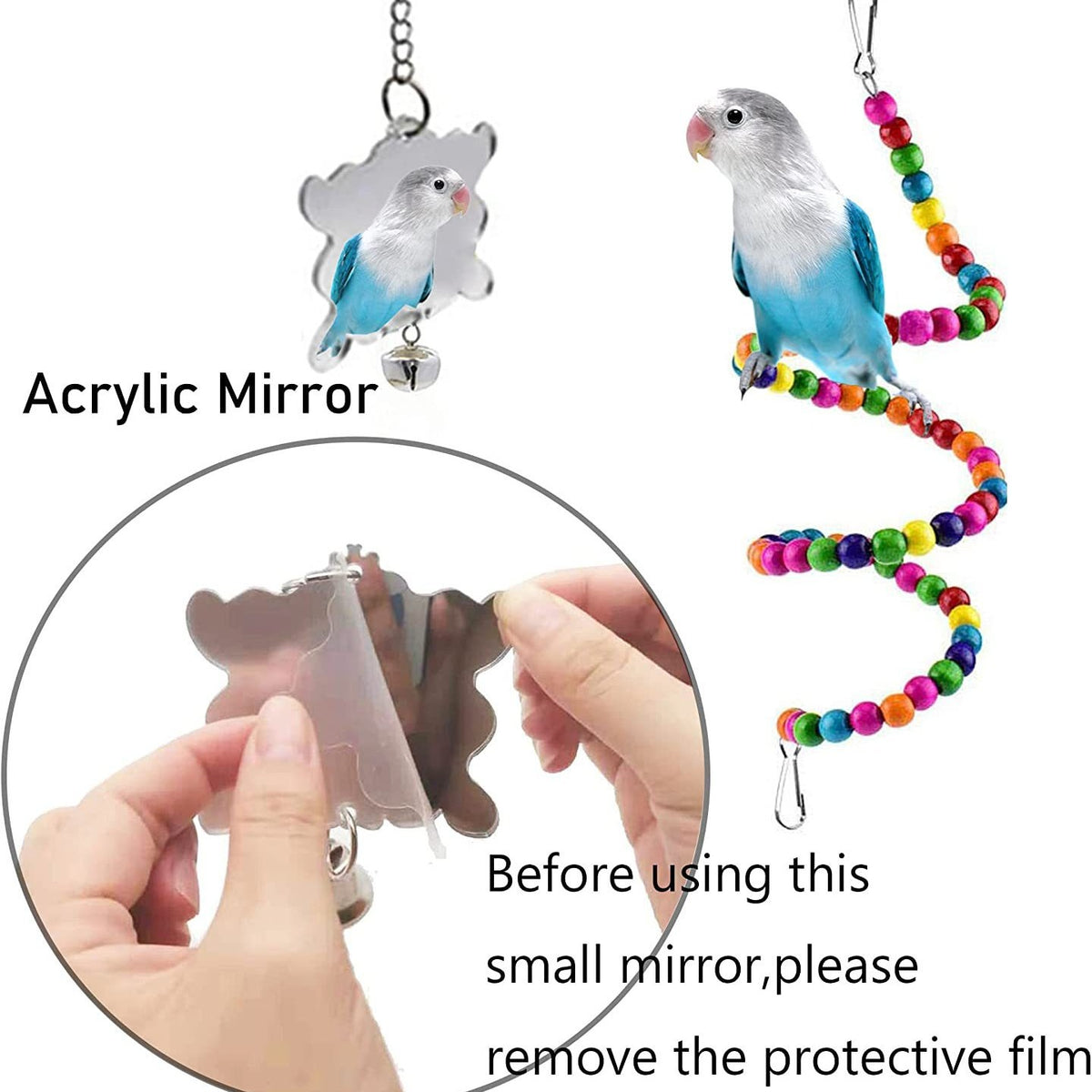 7pcs Parrot Toys Bird Cage Accessories