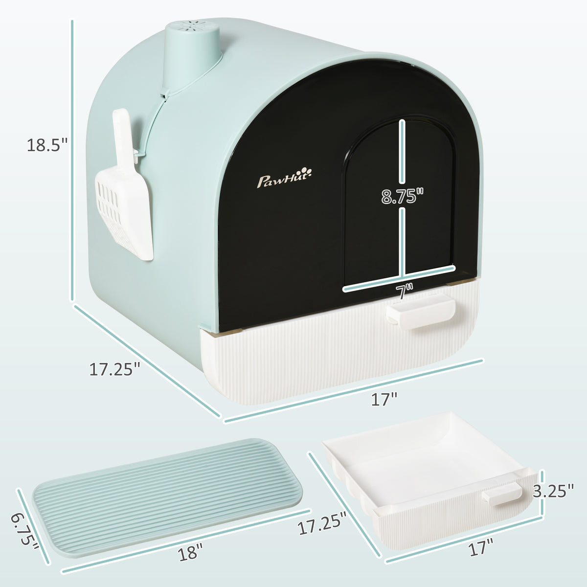 Fully Enclosed Cat Litter Box With Lid Drawer Design Covered