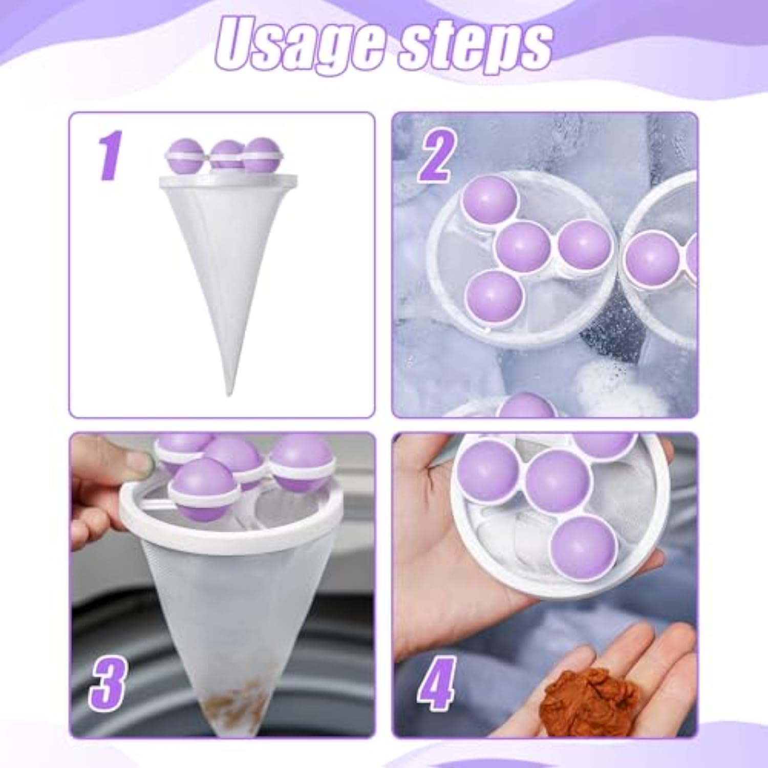 3pcs Floating Hair Filtering Mesh Removal Pet Lint Removers