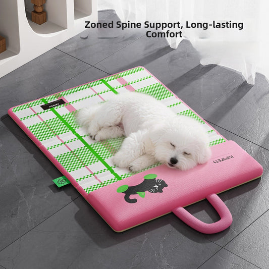 Summer Cooling Pet Mat Bed With Pillow Folding Portable