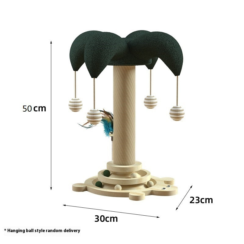 Cat Self-hi Solid Wood Turntable Scratching Post Teaser Durable